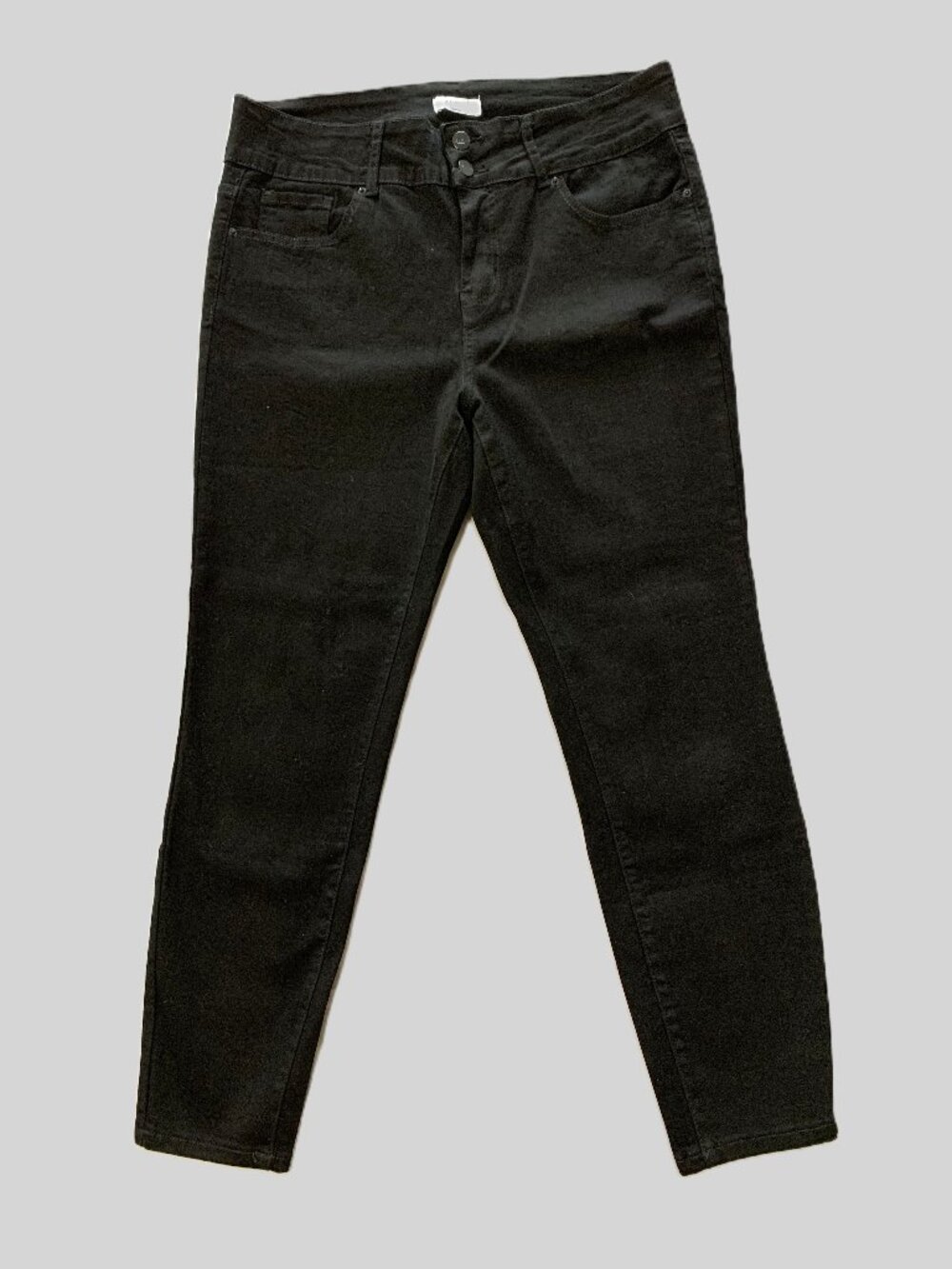 Never Worn BLEU High‑Rise Double‑Button Black Jeans Women Slim Tapered Size 14P